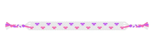 ベクトルBohoは白 ピンクの糸の手作りのヒッピー友情のブレスレットを愛しています 通常のパターンをマクラメ バレンタインデーと自由恋愛 — ストックベクタ