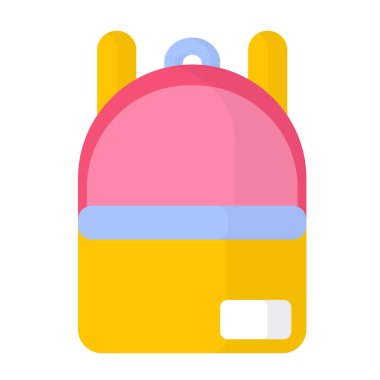Vector çizgi filmi pembe ve sarı okul çantası ya da sırt çantası. Okula geri dön..