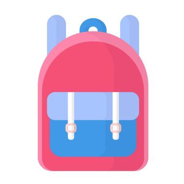 Vektör karikatür pembe ve mavi okul çantası. Okula geri dön..