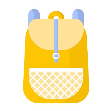 Vektör çizgi film sarı okul çantası ya da sırt çantası. Okula geri dön..