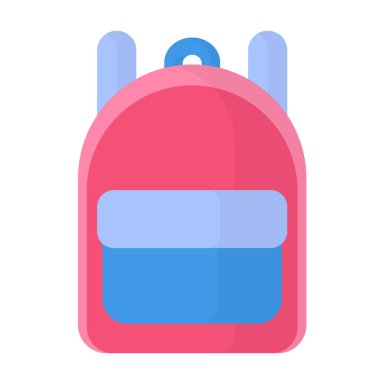 Vektör mavi ve pembe çizgi film okul çantası. Okula geri dön..