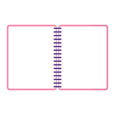 Vektör karikatür pembe açık sanat defteri. Okula geri dön.