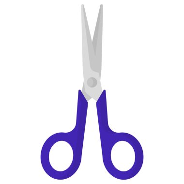 Mavi vektör çizgi filmi makasları kağıt için aç. Okula geri dön..