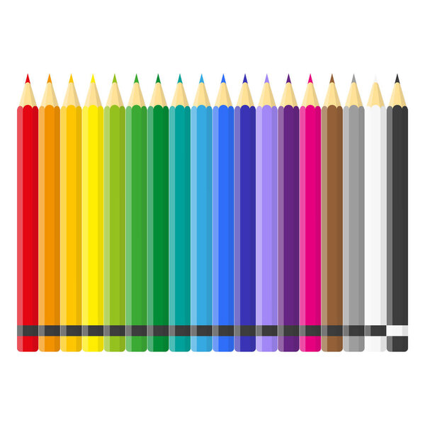 Set of vector cartoon colored pencils. Back to school.