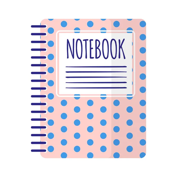 Vector Desenho Animado Rosa Azul Bolinhas Ponto Quadrado Notebook Volta — Vetor de Stock