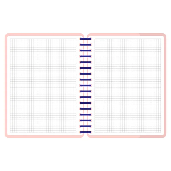 Cartone Animato Vettoriale Rosa Aperto Quaderno Quadrato Ritorno Scuola — Vettoriale Stock