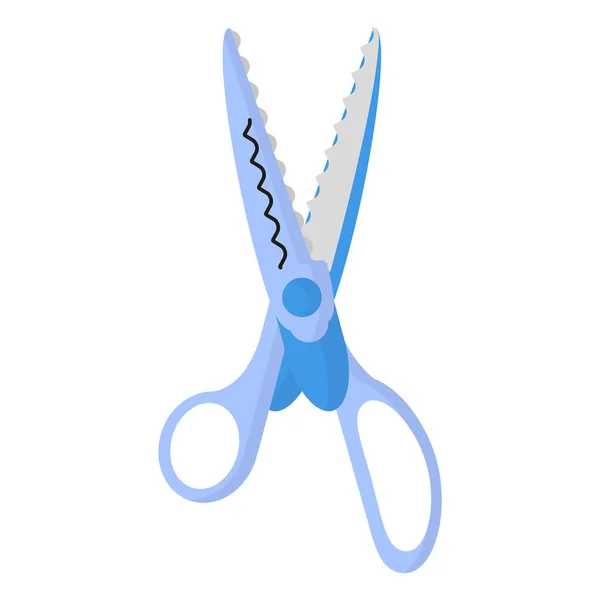 Vector Cartoon Light Blue Open Decorative Edge Scissors Back School — Stock Vector