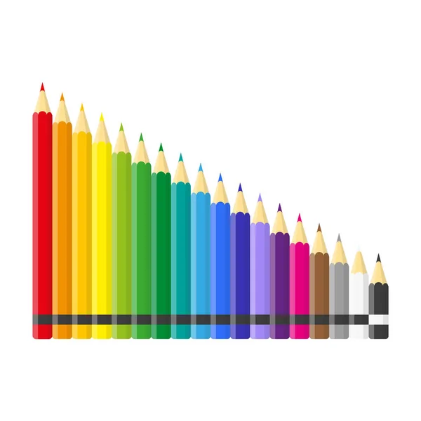 Set Vector Cartoon Colored Pencils Smallest Largest Back School — Stock Vector