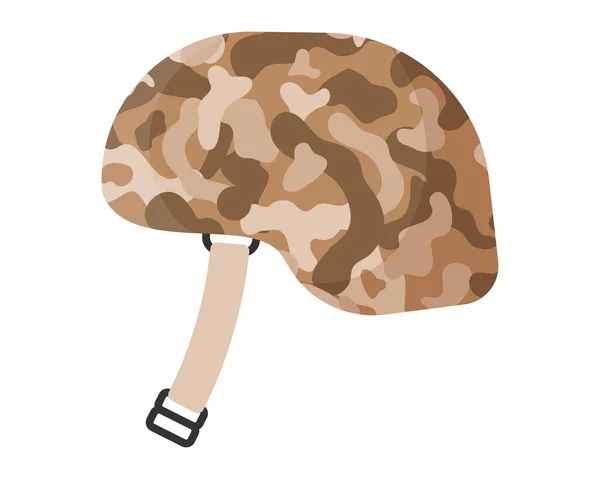 兵士の制服 砂漠のカーキ迷彩軍のヘルメットやキャップは 頭を保護するために 戦争のための軍事概念 ベクトル漫画分離イラスト — ストックベクタ