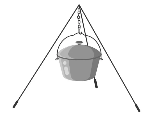 Soldado Militar Metal Camping Pot Kit Desastre Con Trípode Para — Vector de stock