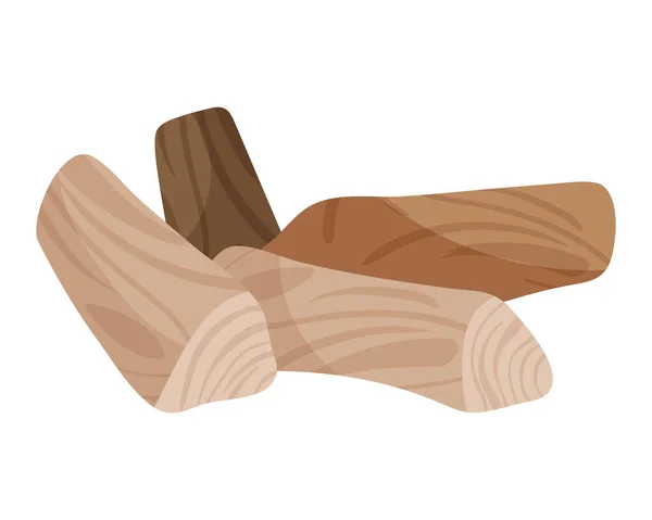 木制原木 捆扎带或木板 由干枯的木头制成 用于建筑 消防和篝火 旅游的旅游设备 军队和战争的军事概念 矢量漫画孤立的例证 — 图库矢量图片