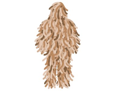 Bej askeri kamuflaj kıyafeti ya da saman yığını, kum ya da tarla gibi üniforma. Ordu, asker ve savaş için askeri bir kavram. Vektör karikatürü izole edildi.