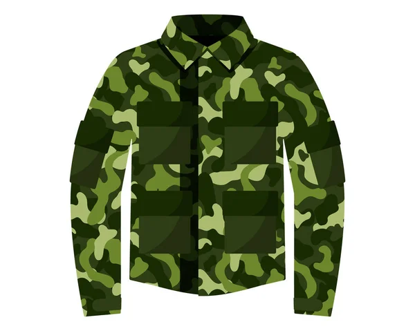 Green Khaki Camouflage Tunic Jacket Military Uniform Pockets Military Concept — Stock Vector