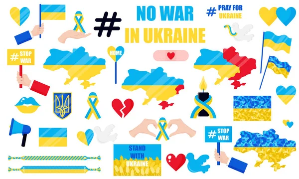 Velká Protiválečná Série Ukrajinské Války Vojenský Koncept Pro Armádu Vojáka Royalty Free Stock Vektory
