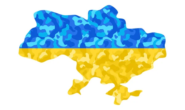 Ukrajina Mapa Silueta Modrou Žlutou Vlajkou Maskování Ukrajinská Ruská Válka — Stockový vektor