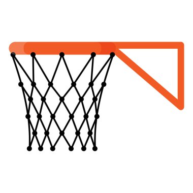 Basketbol sepeti, pota ve ağ yan tarafta. 3x3 Basketbol Spor Ekipmanı. Yaz oyunları. Vektör karikatürü izole edildi.