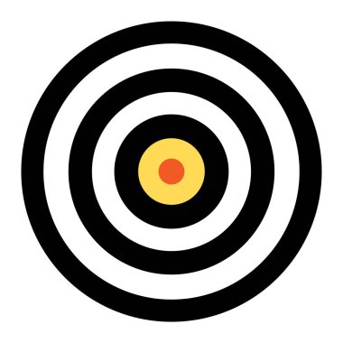 Ateş etmek için siyah ve beyaz hedef. Okçuluk spor aletleri. Yaz oyunları. Vektör karikatürü izole edildi.