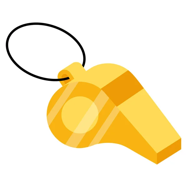 Yellow Metal Whistle 3X3 Basketball Sport Equipment Summer Games Vector — Image vectorielle