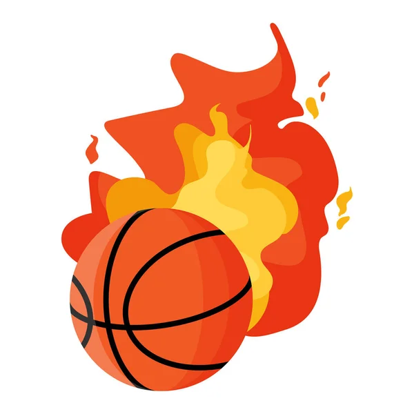 Basketball Mit Feuer 3X3 Basketball Sportgeräte Sommerspiele Vektor Karikatur Isolierte — Stockvektor