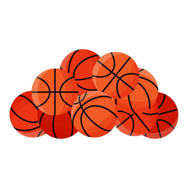 Pile Basketball Balls 3X3 Basketball Sport Equipment Summer Games Vector — Vetor de Stock