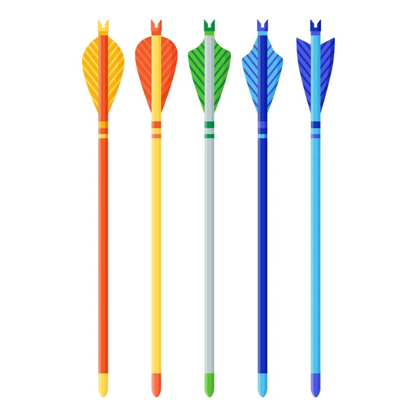 Multi Colored Arrows Bow Archery Sport Equipment Summer Games Vector — Stockvector