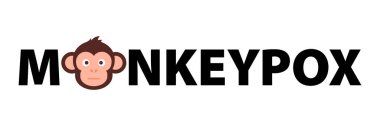 Monkeypox virus inscription with icon. New outbreak cases in Europe and USA. Vector cartoon isolated illustration.