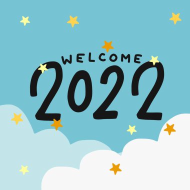 Yıldız gökyüzü çizimi 2022 'ye hoş geldiniz.