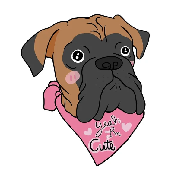 Boxer Hund Ich Bin Niedlich Cartoon Vektor Illustration — Stockvektor