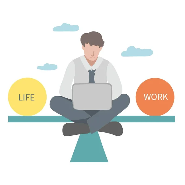 Business Man Work Life Balance Vector Illustratie Business Concept — Stockvector