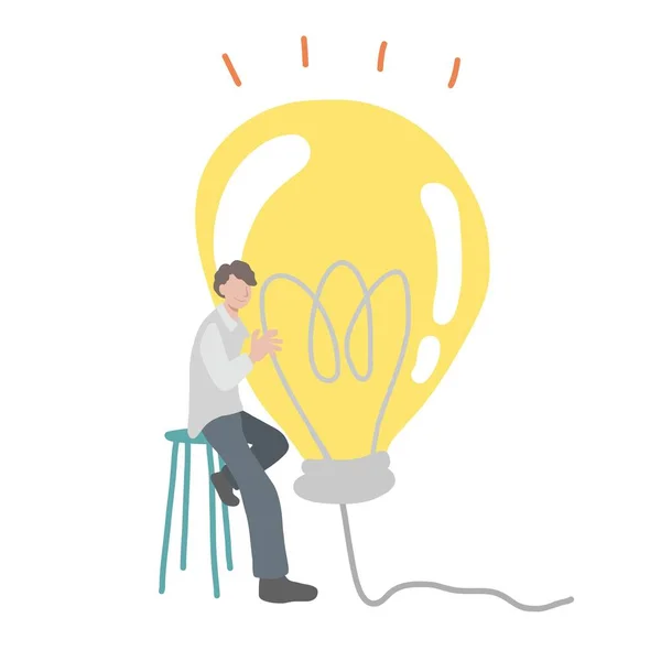 Business Man Have Big Idea Lightbulb Vector Illustration Business Concept — Stock Vector