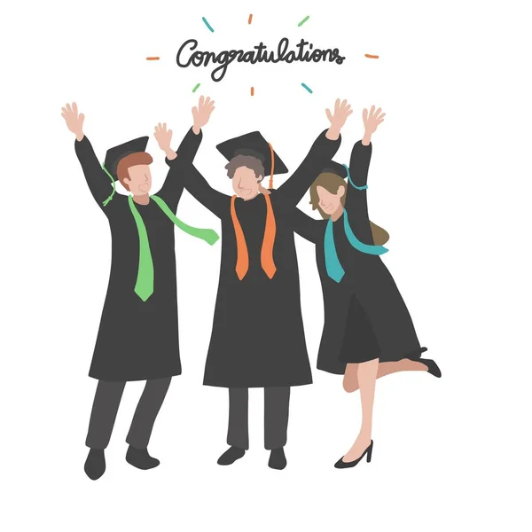 Graduate Congratulation Students Cartoon Vector Illustration — Vetor de Stock