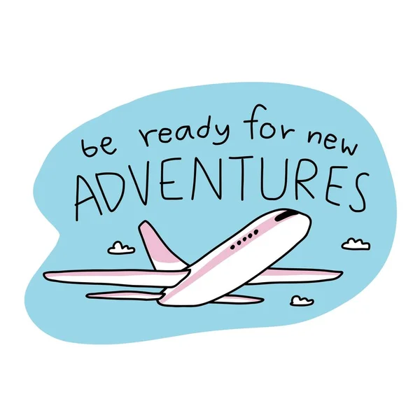 Ready New Adventure Air Plane Cartoon Vector Illustration — Stock vektor