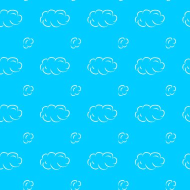 Mavi arka planda beyaz hava bulutları. Renk çizimi, dekoratif tasarım deseni 