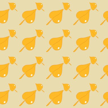 Bir damla çiğ ile sonbahar yaprağı. Vektör kusursuz desen. Arkaplan çizimi, kumaş ya da kağıt için dekoratif tasarım. Süs 