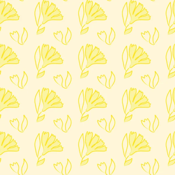 Vector seamless pattern flower yellow. Background illustration, decorative design for fabric or paper. Ornament