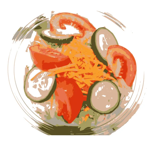 Salata, yemek, vektör. Doğa sebzeleri yetiştirir. Renk çizimi, resim 