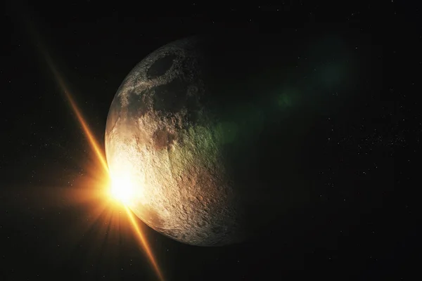 Dator Grafisk Återgivning Månen Rendering Delar Denna Bild Från Nasa — Stockfoto