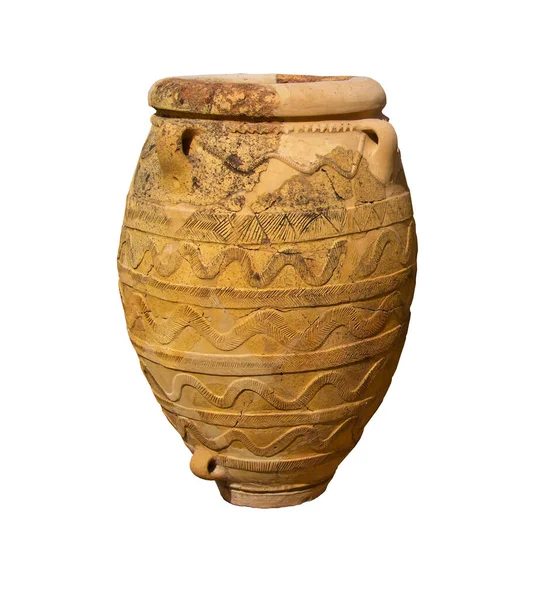 Large Clay Amphora Called Pithos Minoan Palace Knossos Crete Isolated — Foto Stock