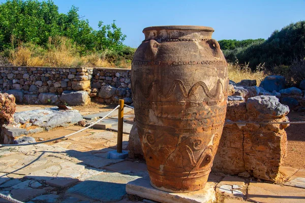 Large Clay Amphora Called Pithos Grounds Minoan Palace Malia Crete — Stockfoto