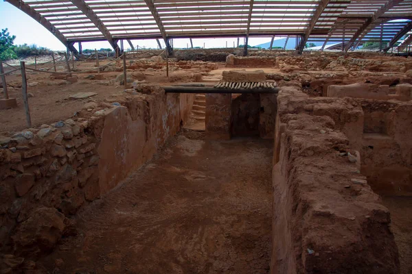 Częściowo Odtworzone Pomieszczenia Pałacu Minojskim Malii Kreta — Zdjęcie stockowe