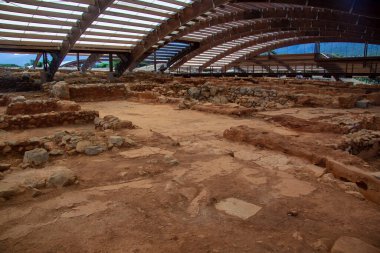 Excavations of premises in Quarter M in Minoan palace in Malia, Crete