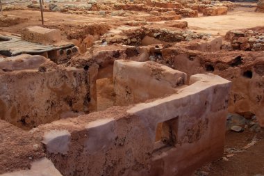 Remains of various living quarters, storerooms, workshops in the Minoan palace in Malia, Crete
