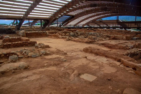 Escavações Instalações Bairro Minoan Palácio Malia Creta — Fotografia de Stock