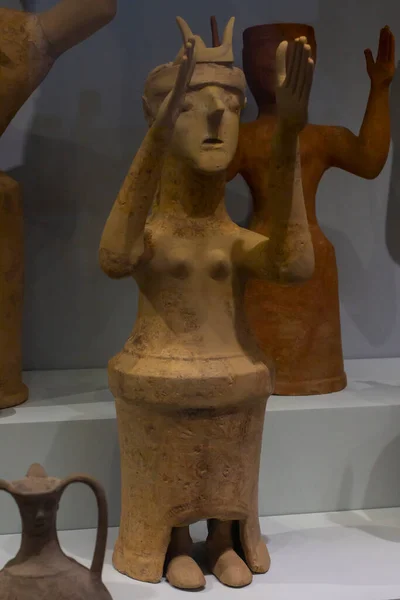 Statuetka Gazi Kobieca Figurka Bogini Eksponaty Muzeum Archeologicznego Heraklion — Zdjęcie stockowe