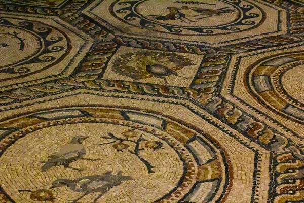 Mosaik Från Huvudrummet Den Romerska Villan Skildrar Scener Från Livet — Stockfoto