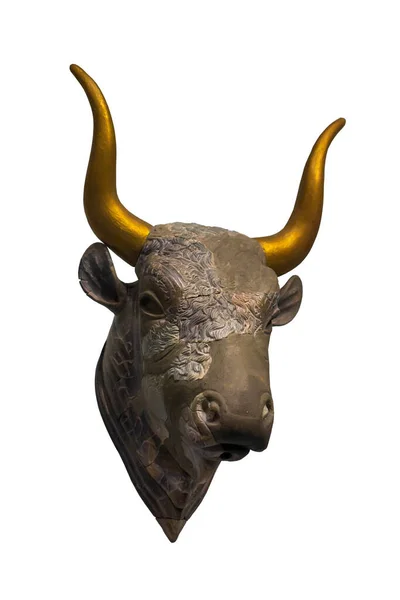 Rhyton Minoico Forma Toro Aislado Sobre Fondo Blanco Rhyton Cabeza Fotos de stock