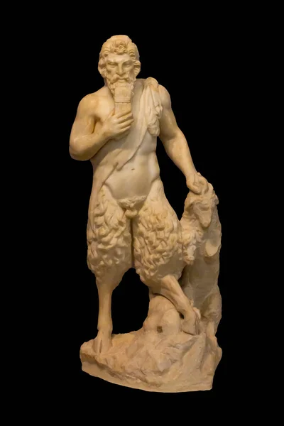 Piccola Statua Marmorea Pan Dio Dei Pastori Cacciatore Seguace Dioniso Immagine Stock