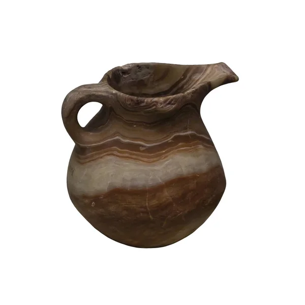 Veined Cretan Marble Stone Jug Isolated Object White Background — 스톡 사진