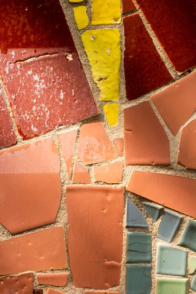 Fragment Mosaic Orange Burgundy Yellow Ceramic Tiles — Zdjęcie stockowe