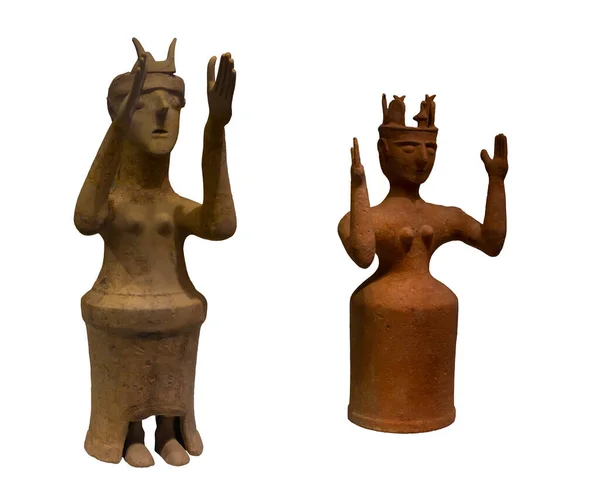 Set Two Statuettes Female Goddess Figurines Isolated Object White Background — Zdjęcie stockowe